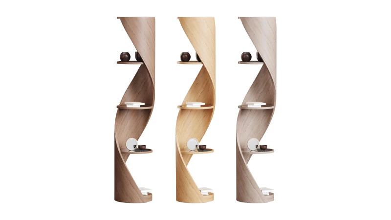 Полка с аксессуарами и книгами 02 3D Модель .c4d .max .obj .3ds .fbx .stl .blend 