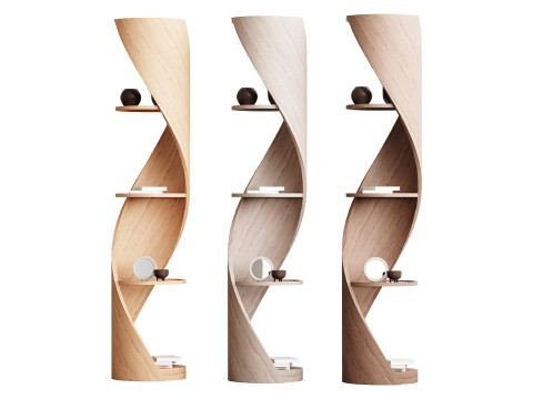 Shelf with accessories and books 02 3D 모델