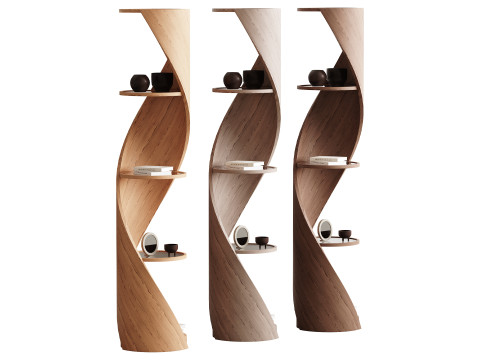 Shelf with accessories and books 02 3D 모델
