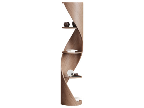 Shelf with accessories and books 02 3D 모델