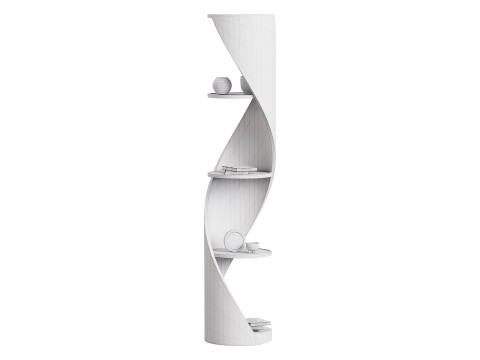 Shelf with accessories and books 02 3D 모델