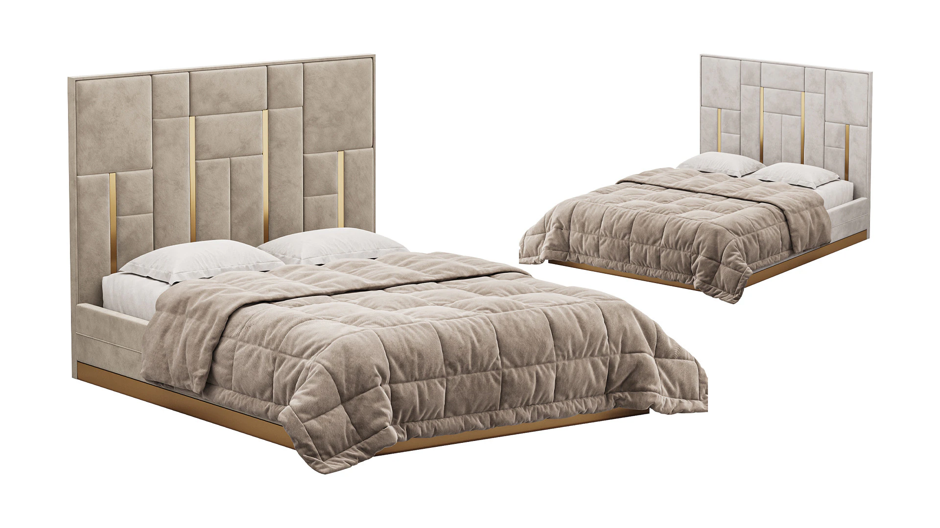 LETTO Bianco E Oro Modello 3D .c4d .max .obj .3ds .fbx .stl .blend