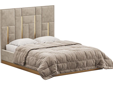 LETTO Bianco E Oro Modello 3D