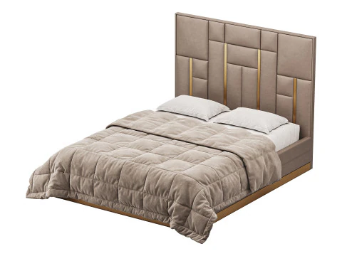 LETTO Bianco E Oro Modello 3D