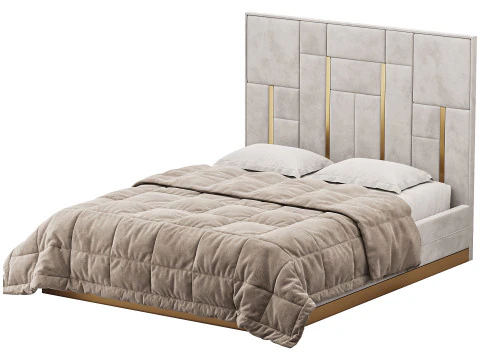 LETTO Bianco E Oro Modello 3D