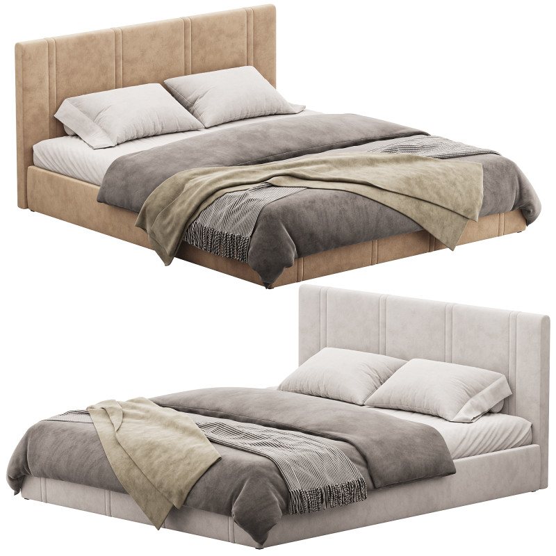 White eco leather bed Modèle 3D .c4d .max .obj .3ds .fbx .stl .blend