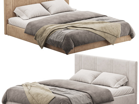 White eco leather bed 3D Model