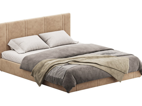 White eco leather bed Modèle 3D