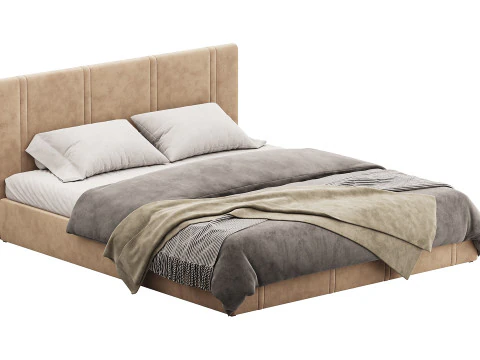 सफेद इको लेदर बिस्तर 3D मॉडल