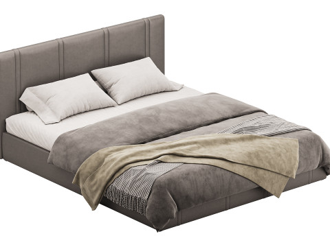 White eco leather bed Modèle 3D