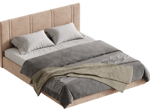 White eco leather bed Modèle 3D