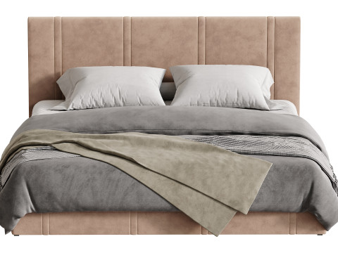 White eco leather bed Modèle 3D