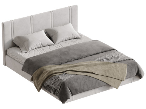 White eco leather bed Modèle 3D