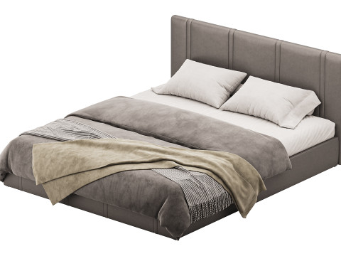 White eco leather bed Modèle 3D