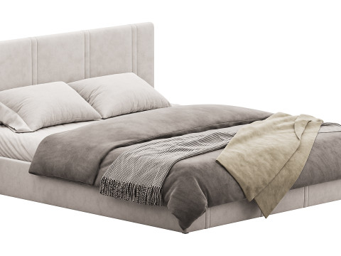 White eco leather bed Modèle 3D