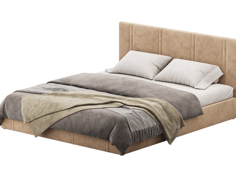 White eco leather bed Modèle 3D