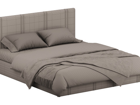 White eco leather bed Modèle 3D