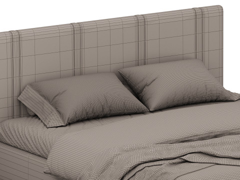 White eco leather bed Modèle 3D