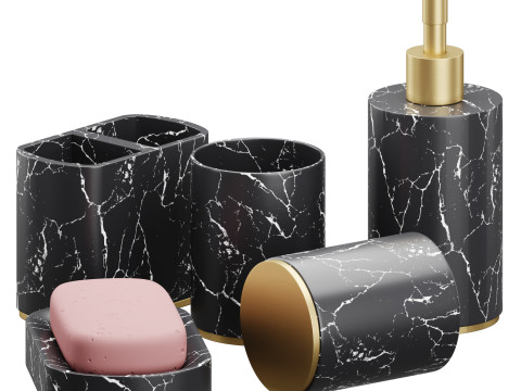 5 Piece Bathroom Counter Top Accessory Set 3D Model