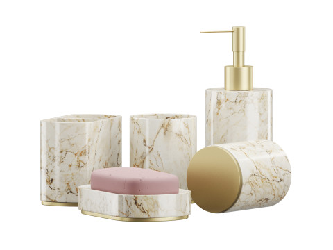 5 Piece Bathroom Counter Top Accessory Set 3D Model