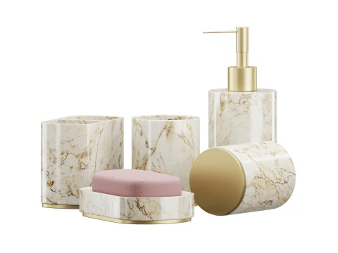 5 Piece Bathroom Counter Top Accessory Set 3D Model