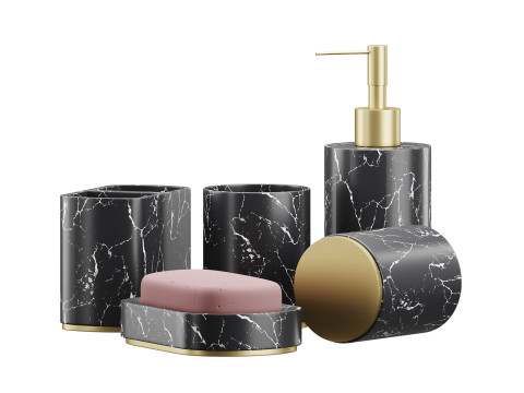 5 Piece Bathroom Counter Top Accessory Set 3D Model