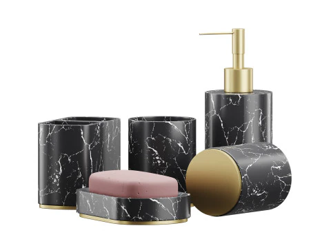 5 Piece Bathroom Counter Top Accessory Set 3D Model