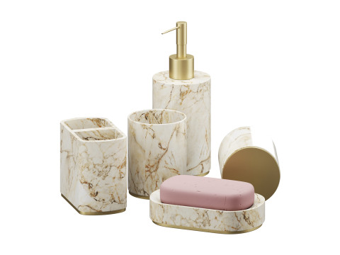 5 Piece Bathroom Counter Top Accessory Set 3D Model