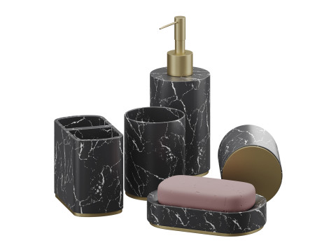 5 Piece Bathroom Counter Top Accessory Set 3D Model