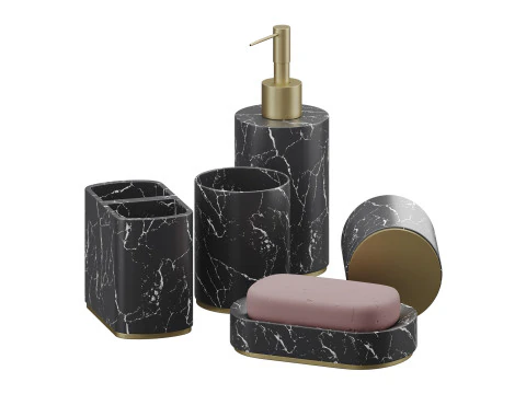 5 Piece Bathroom Counter Top Accessory Set 3D Model