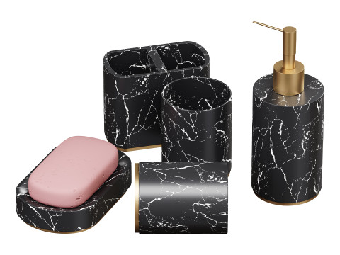 5 Piece Bathroom Counter Top Accessory Set 3D Model