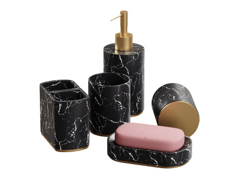 5 Piece Bathroom Counter Top Accessory Set 3D Model