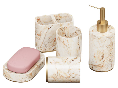 5 Piece Bathroom Counter Top Accessory Set 3D Model