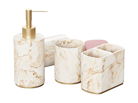 5 Piece Bathroom Counter Top Accessory Set 3D Model