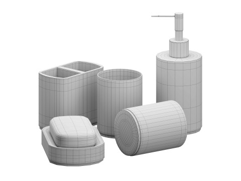 5 Piece Bathroom Counter Top Accessory Set 3D Model