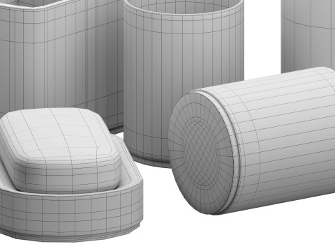 5 Piece Bathroom Counter Top Accessory Set 3D Model