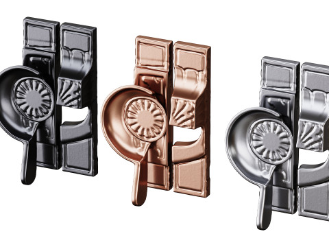 Antique Brass Window Sash Lock Victorian Style Window Locks 3D Model