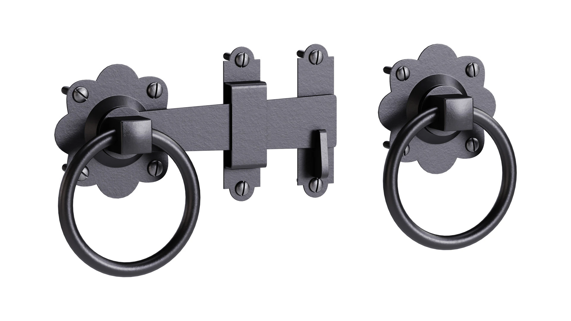 Black Gate Latch Wrought Iron Fence Door 3D Model .c4d .max .obj .3ds .fbx .stl .blend 