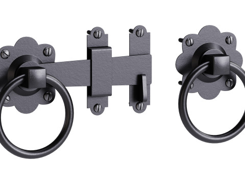 Black Gate Latch Wrought Iron Fence Door 3D Model