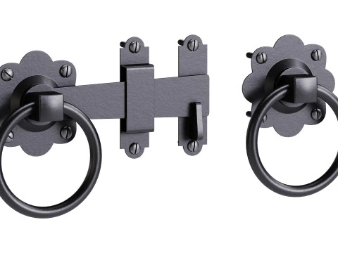 Porta de cerca de ferro forjado com trava preta Modelo 3D