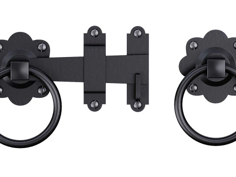Black Gate Latch Wrought Iron Fence Door 3D Model