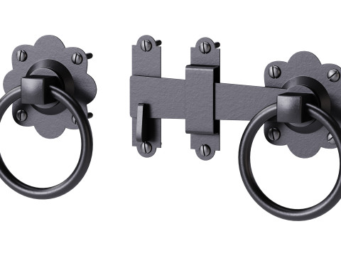Black Gate Latch Wrought Iron Fence Door Model 3D