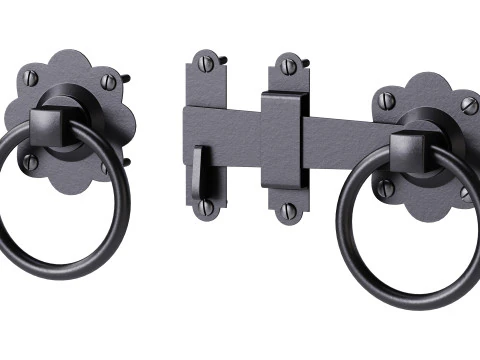 Black Gate Latch Wrought Iron Fence Door 3D Model