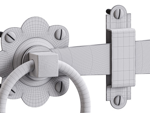 Black Gate Latch Wrought Iron Fence Door Model 3D