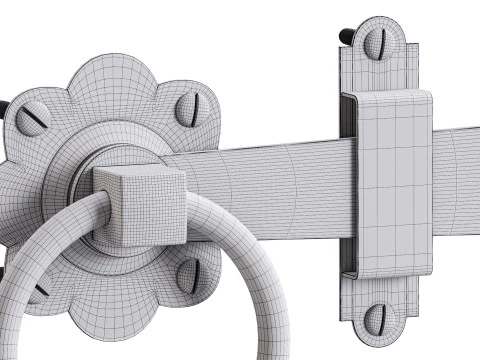 Black Gate Latch Wrought Iron Fence Door 3D Model