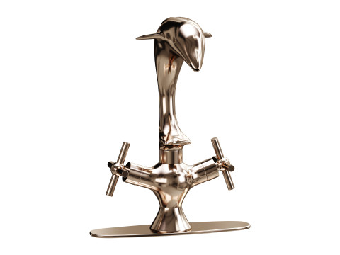 Chrome Dolphin Faucet Single Hole Widespread Plate 3D 模型