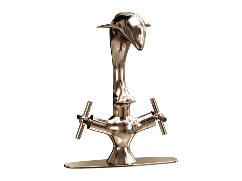 Chrome Dolphin Faucet Single Hole Widespread Plate 3D Model