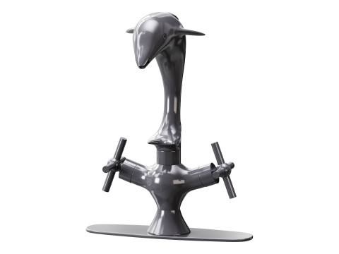 Chrome Dolphin Faucet Single Hole Widespread Plate 3D 模型