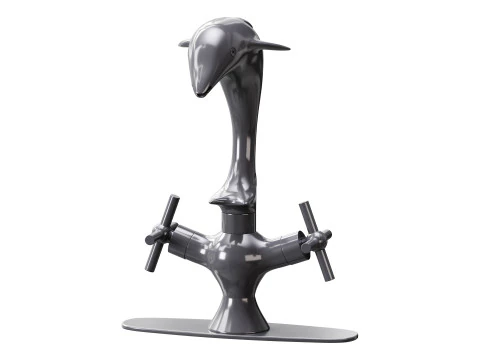 Chrome Dolphin Faucet Single Hole Widespread Plate 3D Model