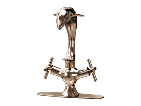 Chrome Dolphin Faucet Single Hole Widespread Plate 3D Model
